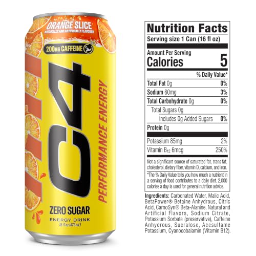 Image of C4 Performance Energy Drink with Zero Sugar, Orange Slice, 12pk