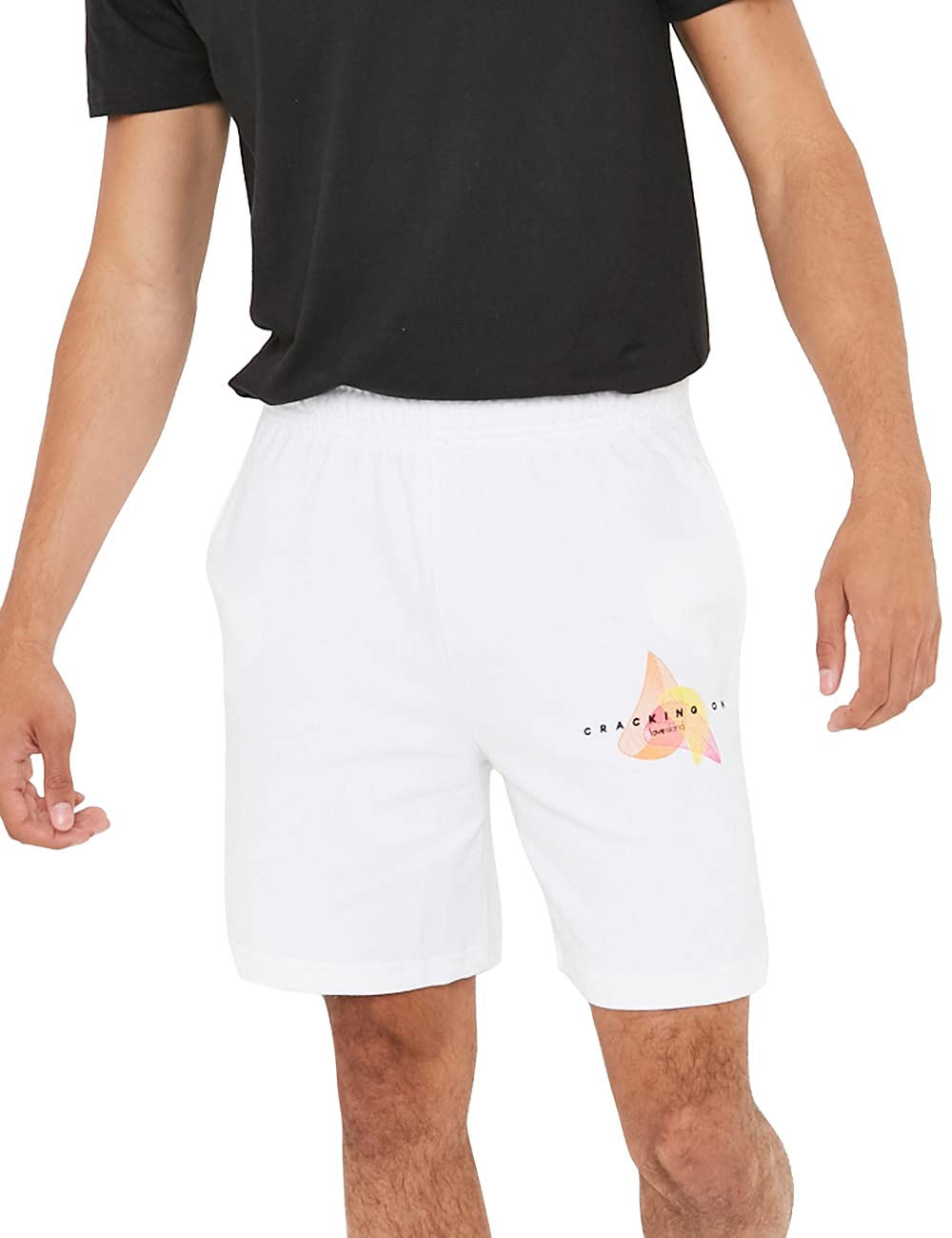 Sleepdown Herren Mens Love Island Cracking On Jogger (XL, White) Lässige Shorts
