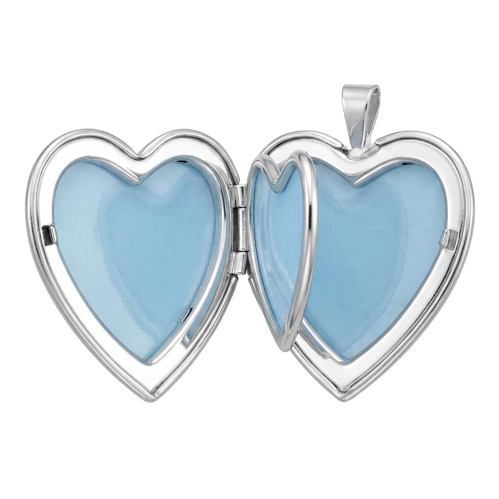 Alexander Castle Collier Médaillon en Argent Sterling 925 pour Femmes et Filles - Médaillon Cœur en forme de diamant 25 mm x 22 mm avec Chaîne en Argent de 45 cm et Coffret Cadeau Bijoux
