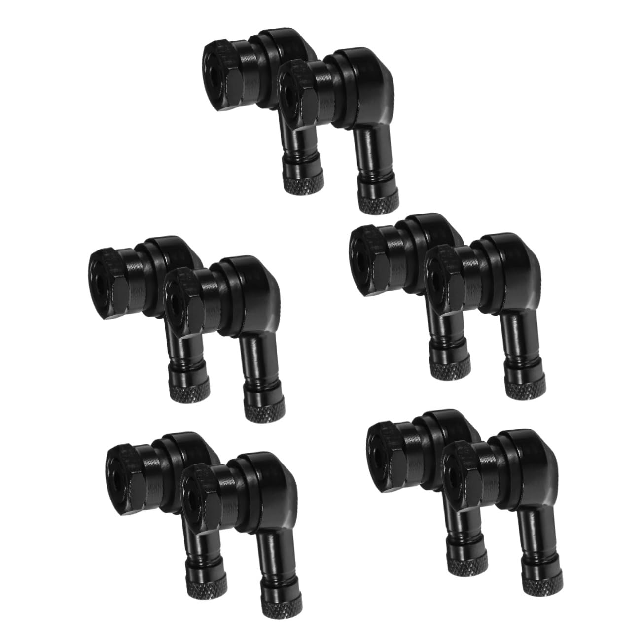 TOPBATHY 5 Series Boca En Ángulo Recto Tapas De Valvulas De Neumaticos Tapas De Válvulas De Neumáticos De Metal Válvula De Neumática De Motocicleta Negro Acero Inoxidable 2 Piezas X 5
