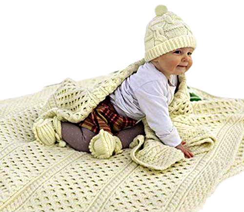 New Product 100% Irish Merino Wool Aran Baby Blanket by Carraig Donn New Product 100% Irish Merino Wool Aran Baby Blanket by Carraig Donn