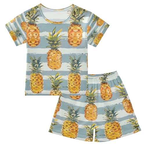 senya Short Sleeve Pajamas Sets Summer Cotton Sleepwear Fresh Fruits Design Pineapple
