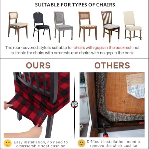 Image of SearchI Dining Chair Seat Covers Set of 6, Rear Covered, Red and Black