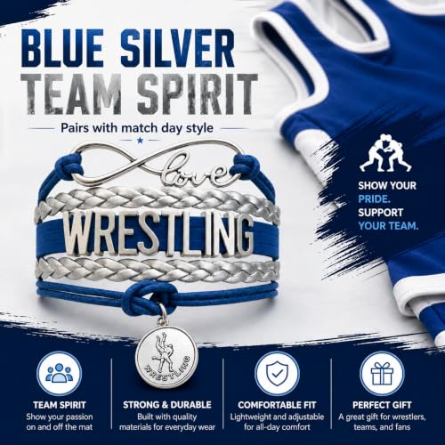 Image of Sportybella Wrestling Charm Infinity Bracelet- Wrestling Jewelry - Sports Personalized Gifts for Wrestlers,Teams, Moms and Coaches