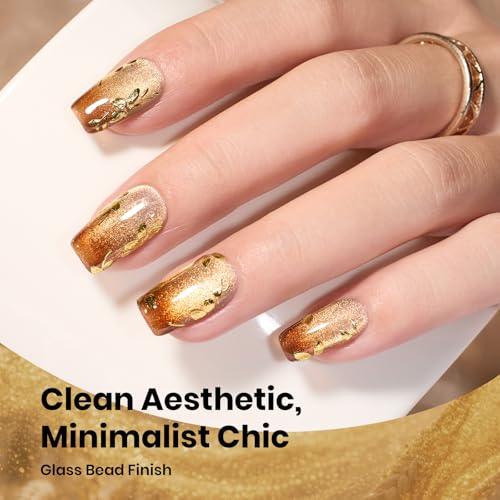 Image of Beetles Gilded Lull Cat Eye Gel Nail Polish Set, 6 Colors Jelly Cat Eye Kit | Jelly Red Green Brown Purple Silver Cat Eye Gel Nail Kit Gold Powder Magnetic Soak Off UV Salon DIY Manicure Gift for Women