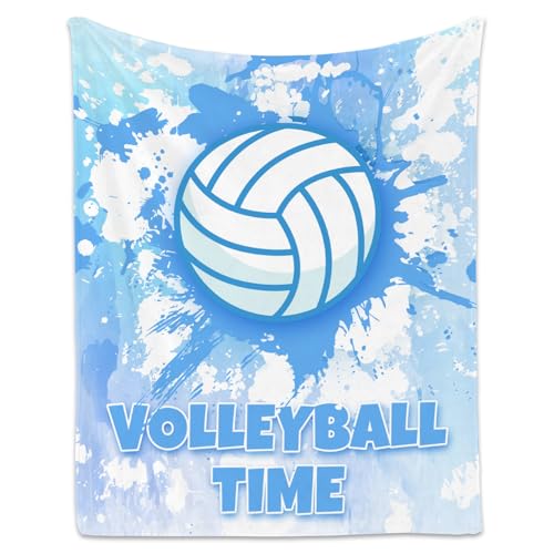 Volleyball Blanket, Cozy Soft Throw Blankets for Kids, Cool Blue Flannel Throw Gifts for Couch Office, 30x40 Inches