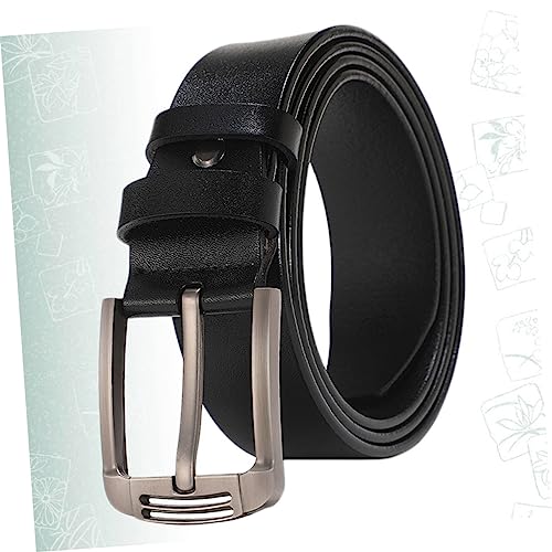1Pc Men Adjustable Leather Belt Casual Black with Square Pin Buckle for Daily Wear and Business Occasions2