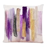 Ofocam Throw Pillow Cover Pink Abstract Watercolor Brush Strokes White Paint Smears Purple Gold Palette Modern Wall Yellow Decorative Throw Pillow Cushion Case for Home Couch 18 x 18 Inches