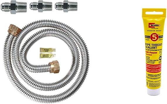 Dormont Supr-Safe Gas Appliance Connector Kit + Rectorseal Pipe Thread Sealant