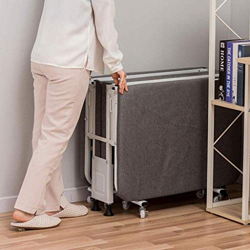 Lit simple pliable de bureau gris en lin épais et toile de jute robuste - 6