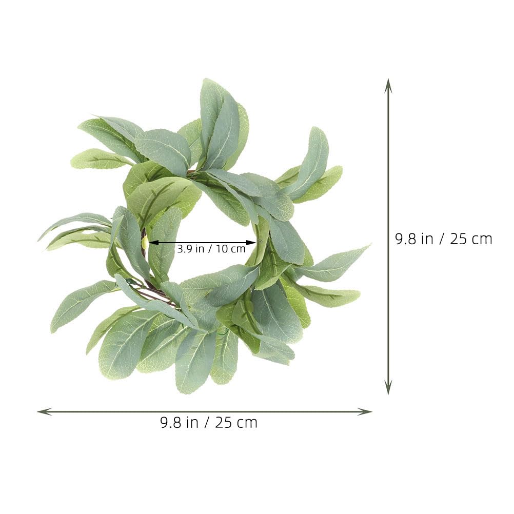 HOMSFOU Candle Rings, Artificial Lambs Wreaths Farmhouse Greenery Wreaths for Wedding Centerpieces Christmas 4PCS…