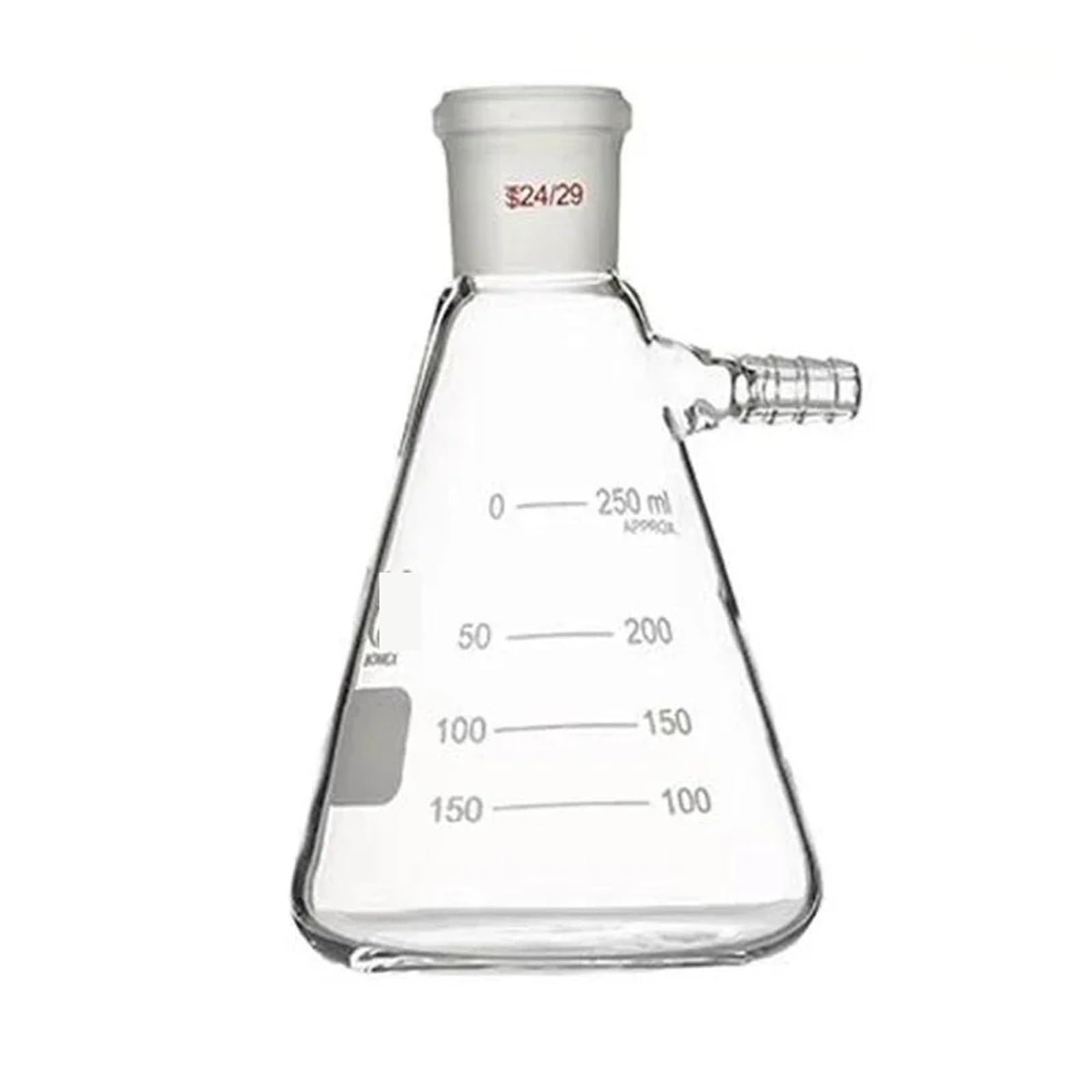 Frasco de succión de filtración de boca de molienda de vidrio al vacío de 25ml a 2000ml botella de filtro de laboratorio con boquilla superior(100ml/24)