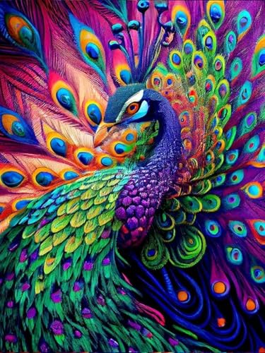Diamond Art Kits for Adults Peacock 5D Diamond Painting Kits for Adults Beginner DIY Full Drill Gem Art Kits for Home Wall Decor 12 x 16 Inch