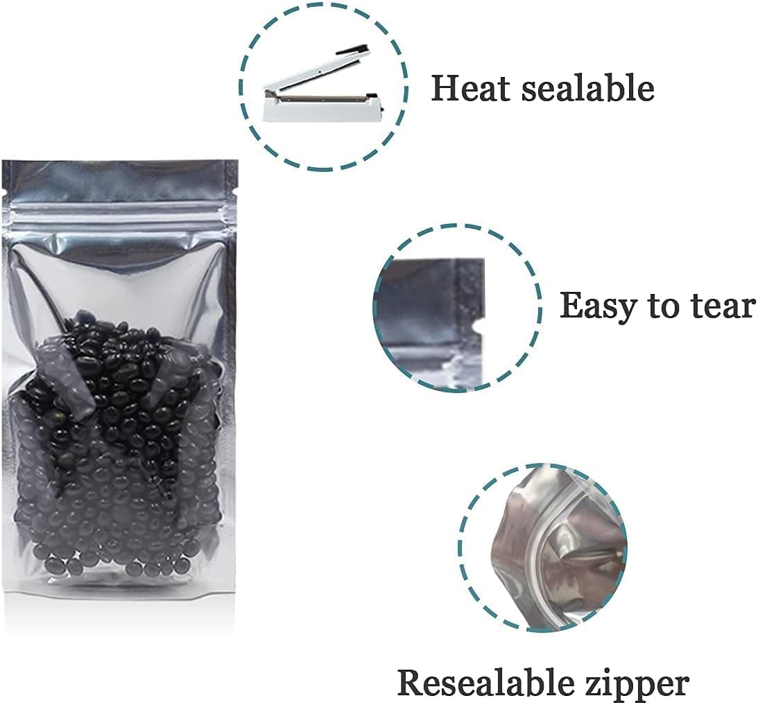 GREENTWISH Transparent Front/Silver Back Standup Zipper Pouch | Reusable LDPE Zip Lock Bag for Food Storage | Product Packing Pouch | Size: 5 x 8 Inch (Capacity: 250gm) (20 Pcs) 3