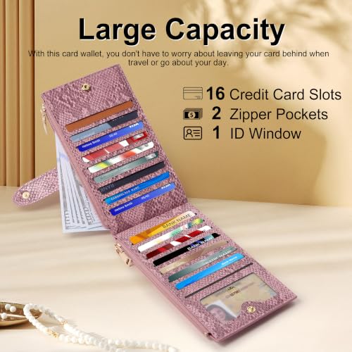 Image of Travelambo Womens Leather Bifold Wallet, Slim RFID Blocking Card Holder