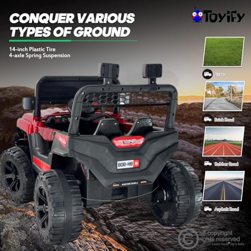 Image of Driving EV Cars for 1, 2, 3, 4, 5, 6 Years | Remote + Steering + Mobile App Control | Kids Jeeps (Entery Level Jeeps [2-6 Years]-Branco, Red)