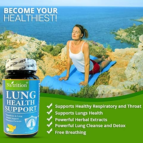 Na'trition NATRITION Lung Support Supplement – Lung Health Natural Supplement for Men and Women – Better Lungs Supplement with Vitamin C, Zinc, Quercetin and Ginger Powder – 60 Capsules Cover