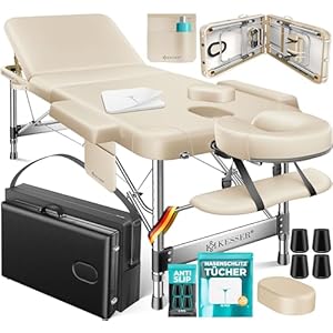 KESSER-Massageliege-3-Zonen-Bis-250kg-Massagetisch-klappbar-verstellbar-tragbarer-Koffer-Kosmetikliege-Therapieliege-Zubehoer-Alu-Kopfstuetze-Armlehne-Tragetasche-Anti-Rutsch-61cm-Beige - sparfuchs24.io – Top Angebote, Tests & Preisvergleiche Startseite