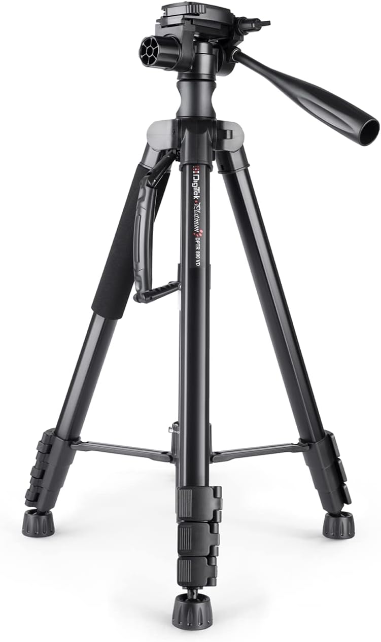 DIGITEK Platinum (DPTR 890 VD) (178 cm) Aluminum Light Weight Tripod with Fluid Video Head for DSLR & Video Cameras, Maximum Operating Height: 5.83Feet, Maximum Load : 7 kgs (Black)