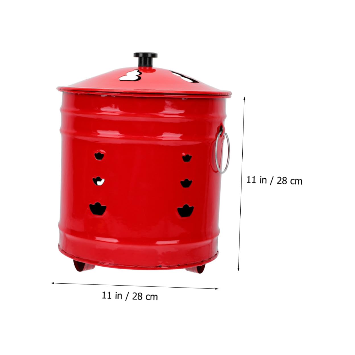 Cubo para Quemar Papel de Esmalte Rojo Duradero para Incineración | Ventilación para Mejor Combustión, Uso en Jardín y Hogar, Ayuda a Mantener Orden Estilo Aleatorio