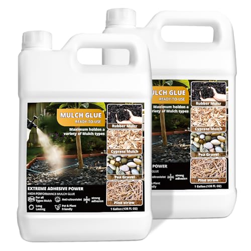 Mulch Glue for Landscaping Rock Glue Non-Toxic Mulch Anchor Binder Long-Lasting Landscape Binder for Landscaping Pea Gravel Wood Chips& More for Paths Patios&Garden Borders (2 Gallons)