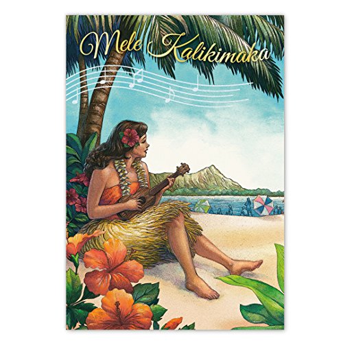 Cartes de Noël hawaïennes vintage en boîte pour vœux de fin d'année rétro
