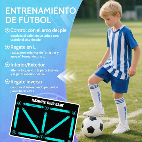 Alfombra Entrenamiento Futbol con Video de Entrenamiento Didáctico Alfombra Futbol Entrenamiento Profesional – Tapete De Entrenamiento De Pasos, Manta De Campo De Esquinay Tapete De Fútbol - imagen 5