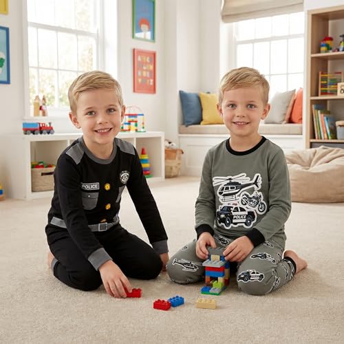 Image of DAUGHTER QUEEN Boys Pajamas 4 Pieces Long Set 100% Cotton Sleepwear Size 18 Months-12 Years