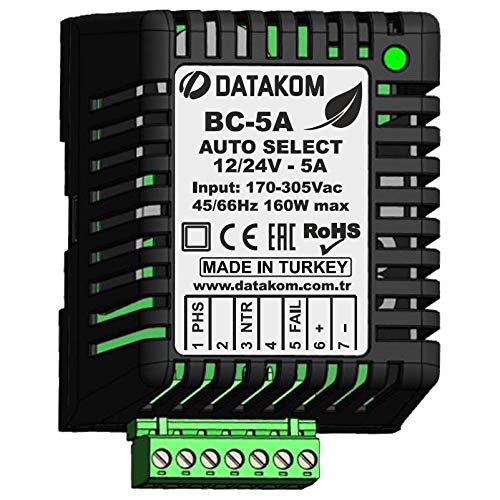 DATAKOM BC-5A (Auto12V/24V, 5A, DIN) Generator Battery Charger