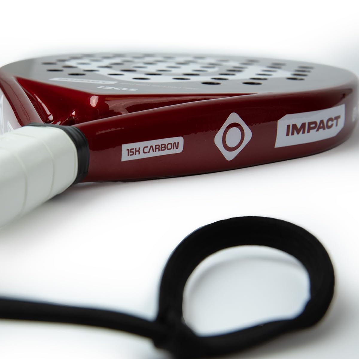 IZAS Impact Pala de Padel Ligera de Fibra de Carbono y Espuma EVA con Diseño Diamante. Pala 38mm de Diseño Ergonómico para Máxima Potencia, Control y Absorción de Vibraciones. Raqueta Unisex 365g Rojo