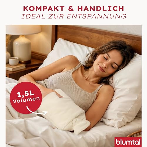 Blumtal Premium Wärmflasche mit Bezug & Tasche flauschig - Wärmeflasche aus verwendungssicherem Naturkautschuk mit Flauschbezug - auslaufsichere Bettflasche mit Innenfutter - Wärmeflasche Braun