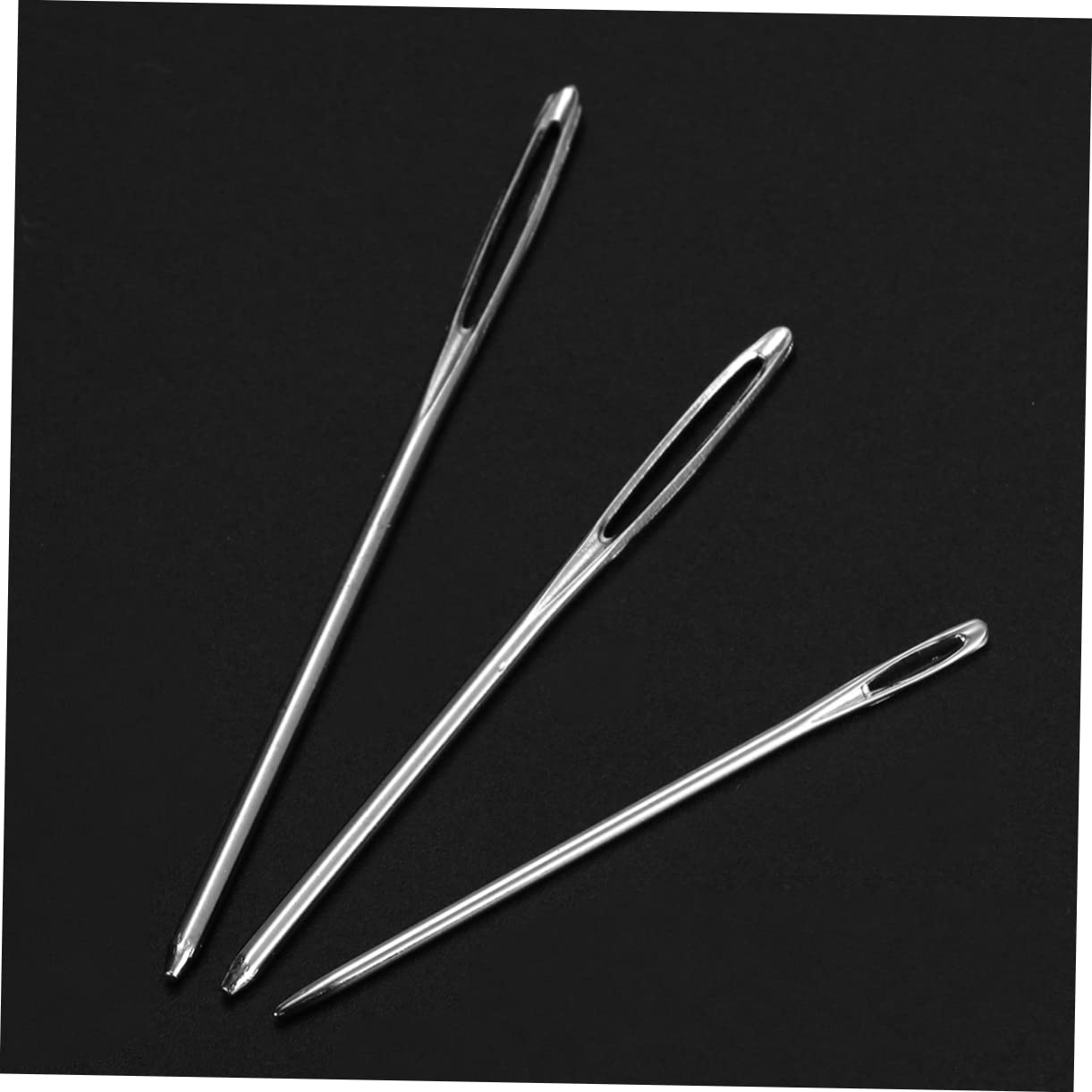 HOODANCOS Big Eye Knitting Needle Set 9pcs Large Eye Needle Sewing for Yarn 5.3cm/6cm/7cm Long-Lasting Steel Needles