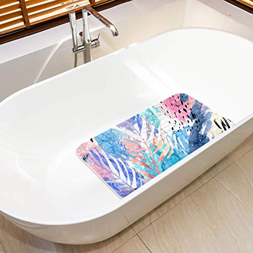 Tapis de bain antidérapant Bennigiry lot de 2 avec ventouses et motif feuilles 27x37 cm - 6