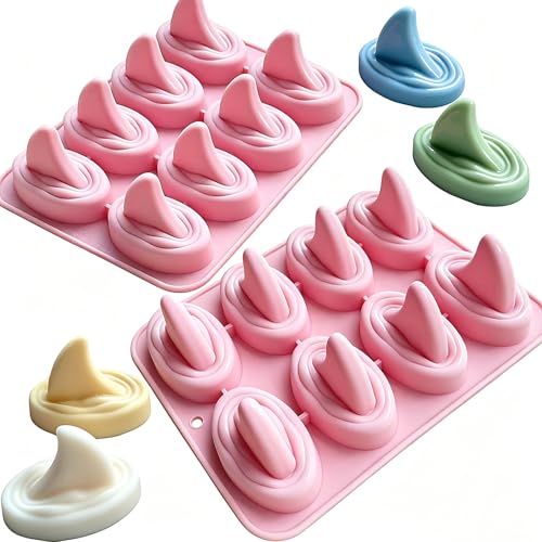 2 Pack Shark Fin Silicone Mold 3D Shark Fin Chocolate Candy Molds Realistic Wave Base Ice Cube Mold for Soap Candle Jelly Cake Decor Ocean Theme Party DIY Craft