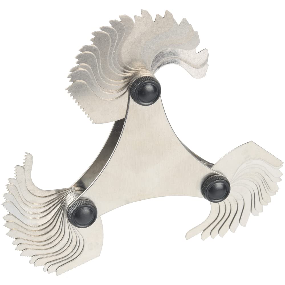 Mesee Jauge de Prise de Filetage Pliable Inox, Jauge à Pas de Vis 60° Americaine en Acier Inoxydable, Jauge de Filet de 60 Degrés Outil de Mesure Calibres de Filetage avec 51 Lames