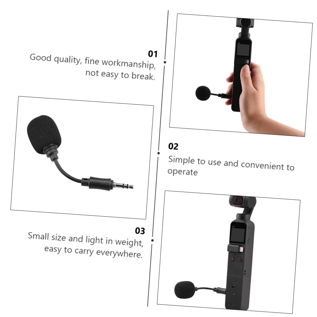GALPADA Condenser Microphone for Lightweight Mini Mic with Wind Cover Flexible Gooseneck Easy to Use for Vlogging and Interviews