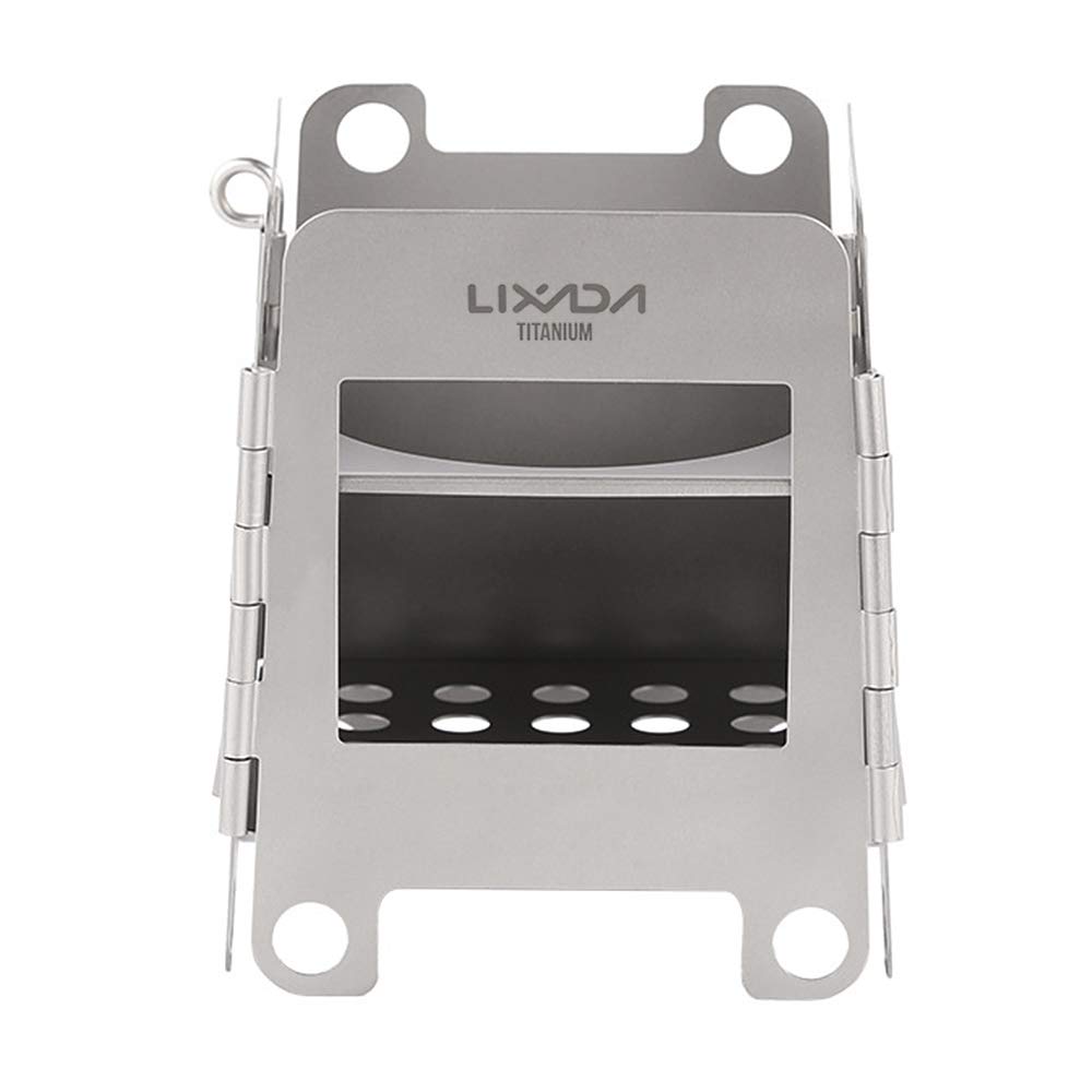 titanium wood stove,KOCAN Portable Titanium Lightweight Folding Wood Stove Pocket Stove for Outdoor Camping Backpacking Cooking Picnic