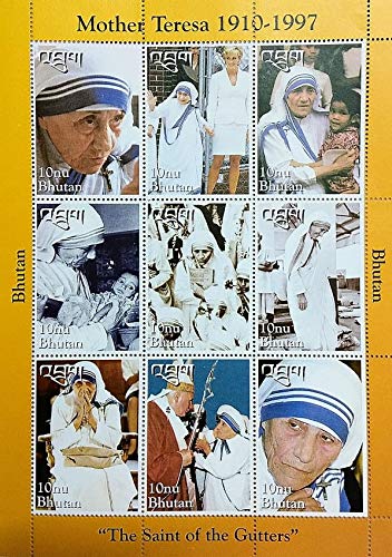 Aranyak Hobby® Bhutan 1997 Beautiful Setenant Stamps of Mother Teresa The Saint of The Gutters Under Philately Collection Size 14 CM X 19.5 CM