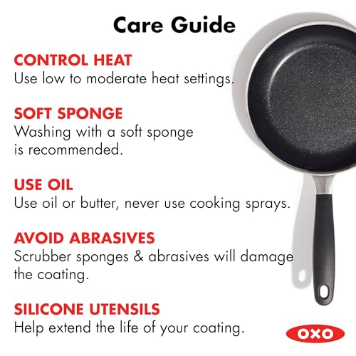 Image of OXO 12 inch Non-Stick Every Day Frying Pan, BPA-Free Comfort Grip Silicone Handle, Dishwasher & Oven Safe, PFAS-Free Ceramic Skillet, Eggs & Omelets, Black