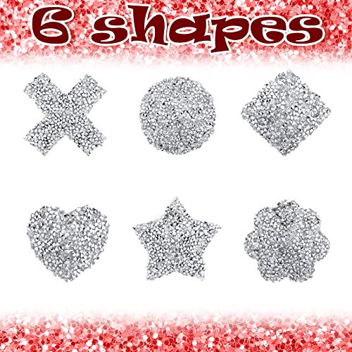 Bencailor 6 Pairs Rhinestone Pasties Sticky Bra Reusable Breast Covers Nipple Covers Waterproof Breast Stickers for Women2