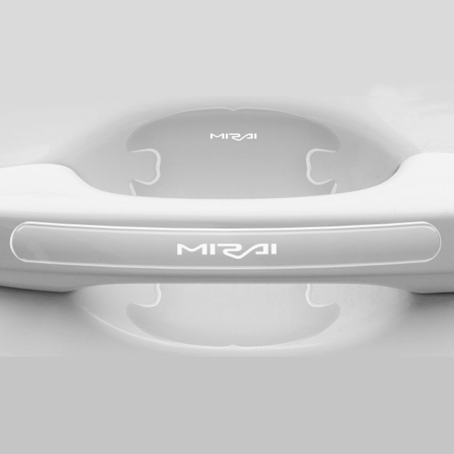 Mirai ドアハンドルプロテクター 全シリーズ適用 車用パーツ ドアハンドル保護 傷防止 外装パーツ シール ステッカー カバー 専用ロゴ入り 取り付け簡単 8個セット (透明タイプ)