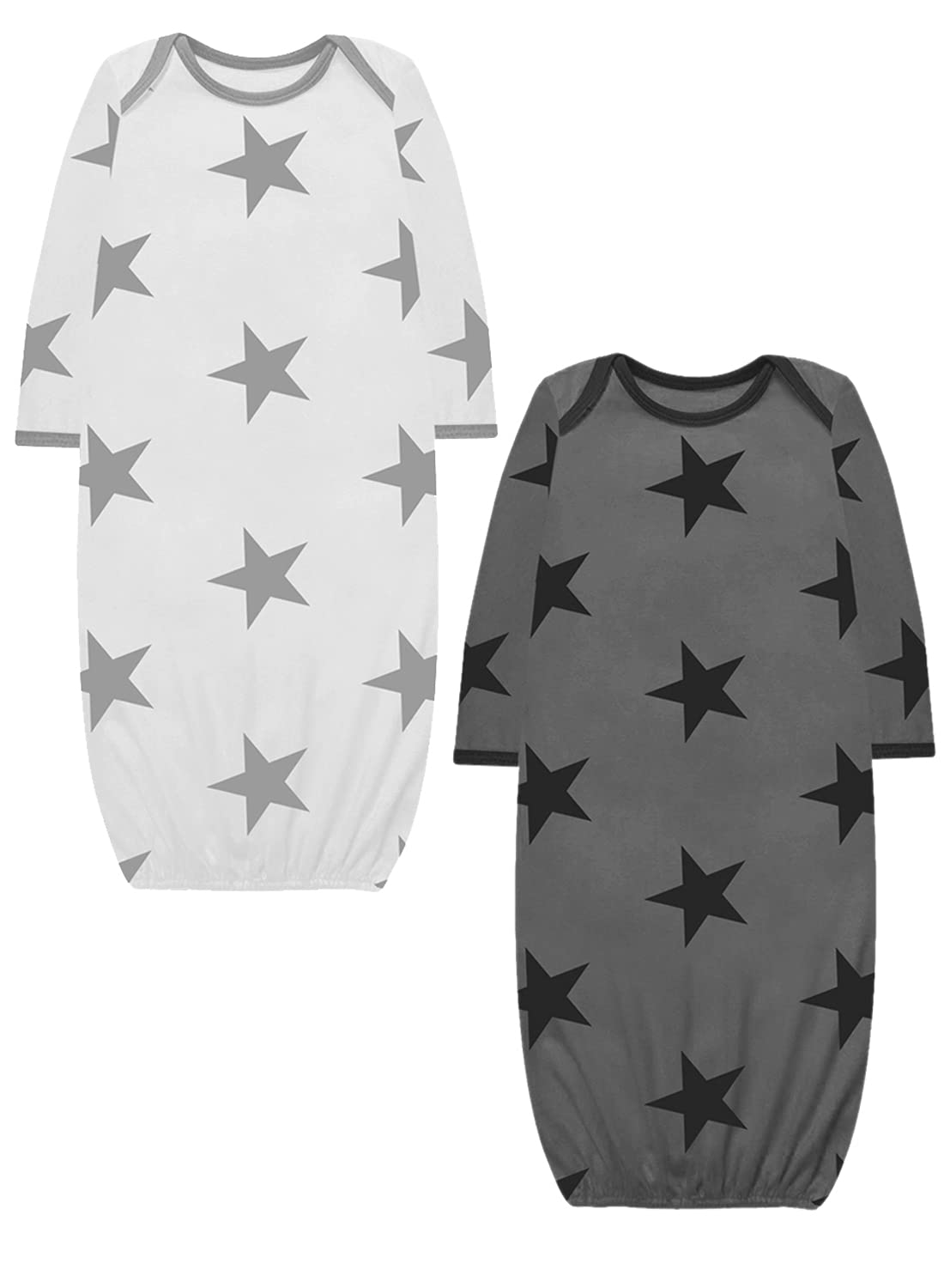 A.T.U.N. (ALL THINGS UBER NICE)Unisex-Baby Sleep Gown (Pack of 2) (BSET TWG_White-Maroon_0-3M)