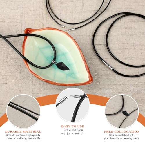 Xishoyen 6 Stück Lederband für Kette, 1.5/3mm Kunstleder Lederband mit Verschluss, Lederbänder für Ketten, Lederhalsband Damen, Schwarz Leder Halskette für Männer Herren (40/45/50/55/60/70cm - 6er)