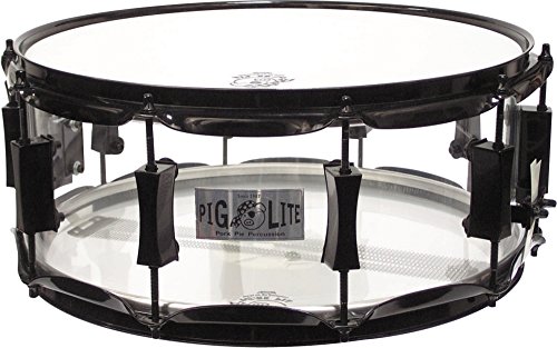 Pork Pie Acrylic Snare Drum with Black Powder Hardware Clear 14 x 6 in.