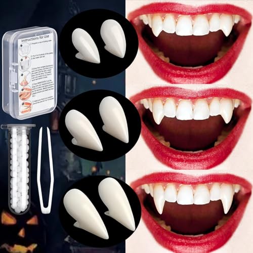 VOVEA Vampire Teeth Fangs, Easy Fit Vampire Fangs Halloween Cosplay Costume - image 1