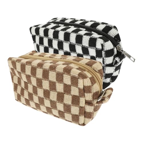 2 Pezzi Borsa Da Toilette A Scacchi Per Il Trucco Trapuntata Da Viaggio Per Il Articoli Da Per Cosmetici Borse Per Per Da