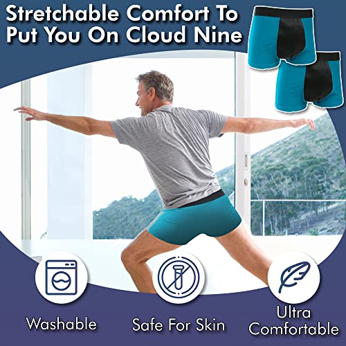 No Wee Brief - Pack Of 2 Washable Urinary Incontinence Underwear For Men - Ultra Comfortable Cotton Boxer Brief (Green, Medium) #TOP3
