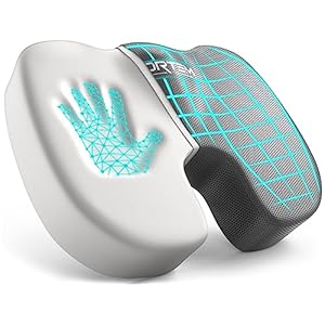 FORTEM Seat Cushion Pillow for Office Computer Chair, Car, Wheelchair, Memory Foam, Improves Posture, Non-Slip Bottom, Washable Cover (Grey)