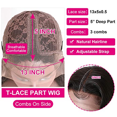 Unice Highlight Wavy T Part Lace Front Human Hair Wigs For Women Brazilian Virgin Hair Ombre Balayage Brown Body Wave Frontal Wig Middle Part Pre Plucked With Baby Hair Fb30 Color 150% Density 14 Inch #TOP3