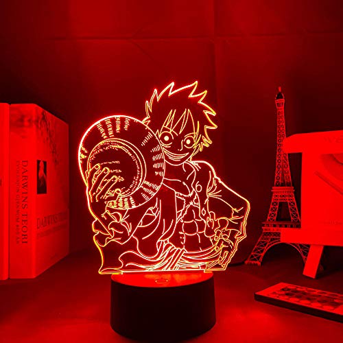Lámpara de noche LED Niños One Piece Anime RGB Colorido Illusion Light para el dormitorio Ideal para el durmiente niño cumpleaños regalo-7 colores sin remoto Cover